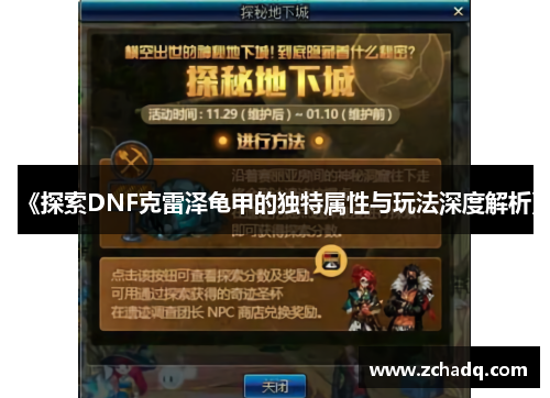 《探索DNF克雷泽龟甲的独特属性与玩法深度解析》